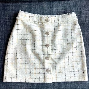 TOP SHOP tweed skirt with sparkly button detail